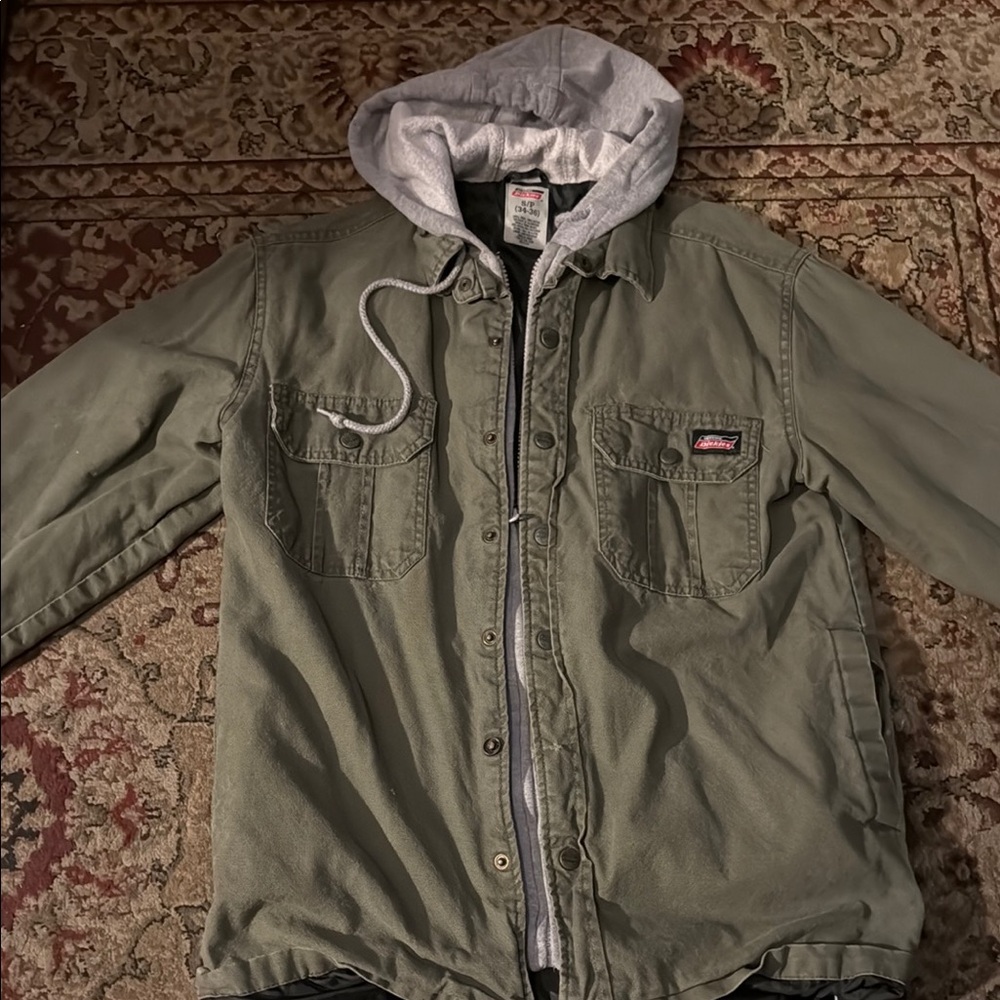 Green Hooded Jacket with Gray Lining
